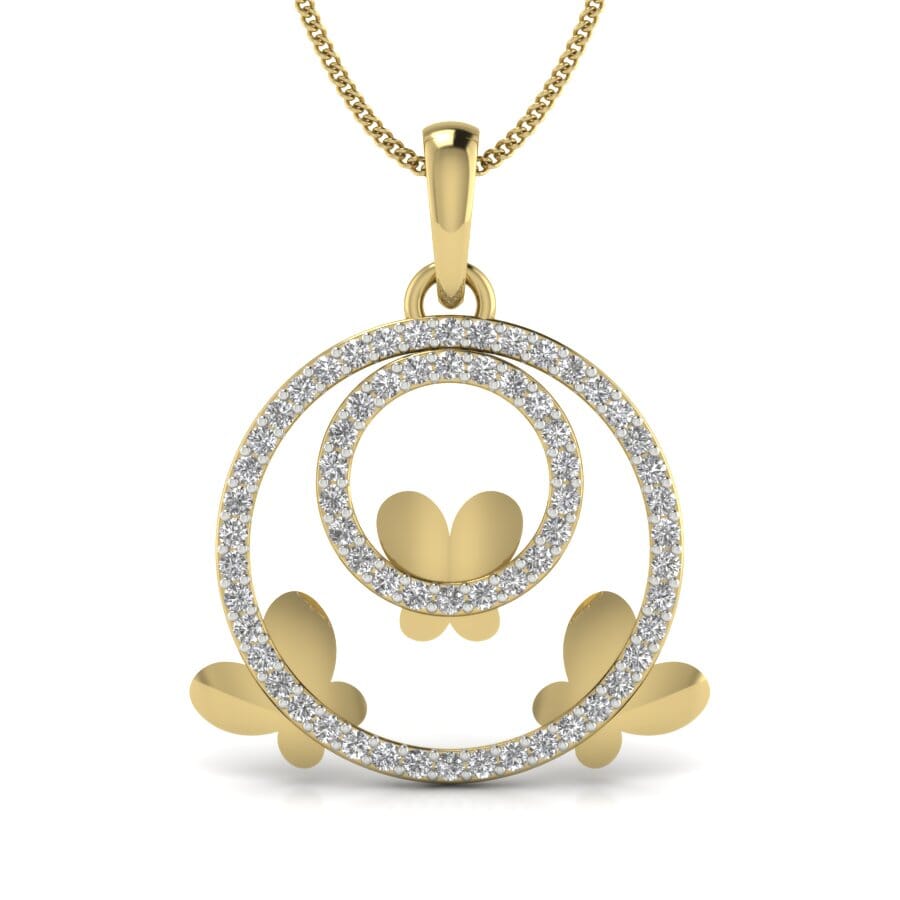 14KT Gold and 0.42 Carat Round Diamond Butterfly Pendant