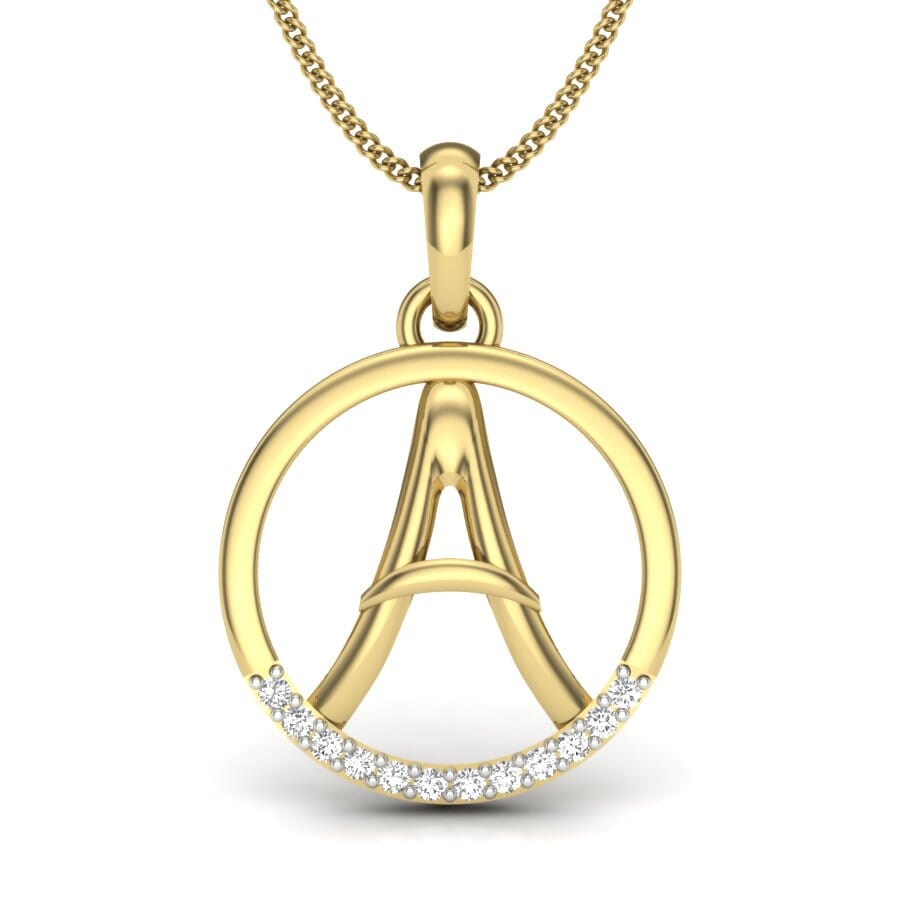 A -14KT Gold and 0.06 Carat F Color VS Clarity Initial Pendant