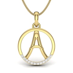 A -14KT Gold and 0.06 Carat F Color VS Clarity Initial Pendant