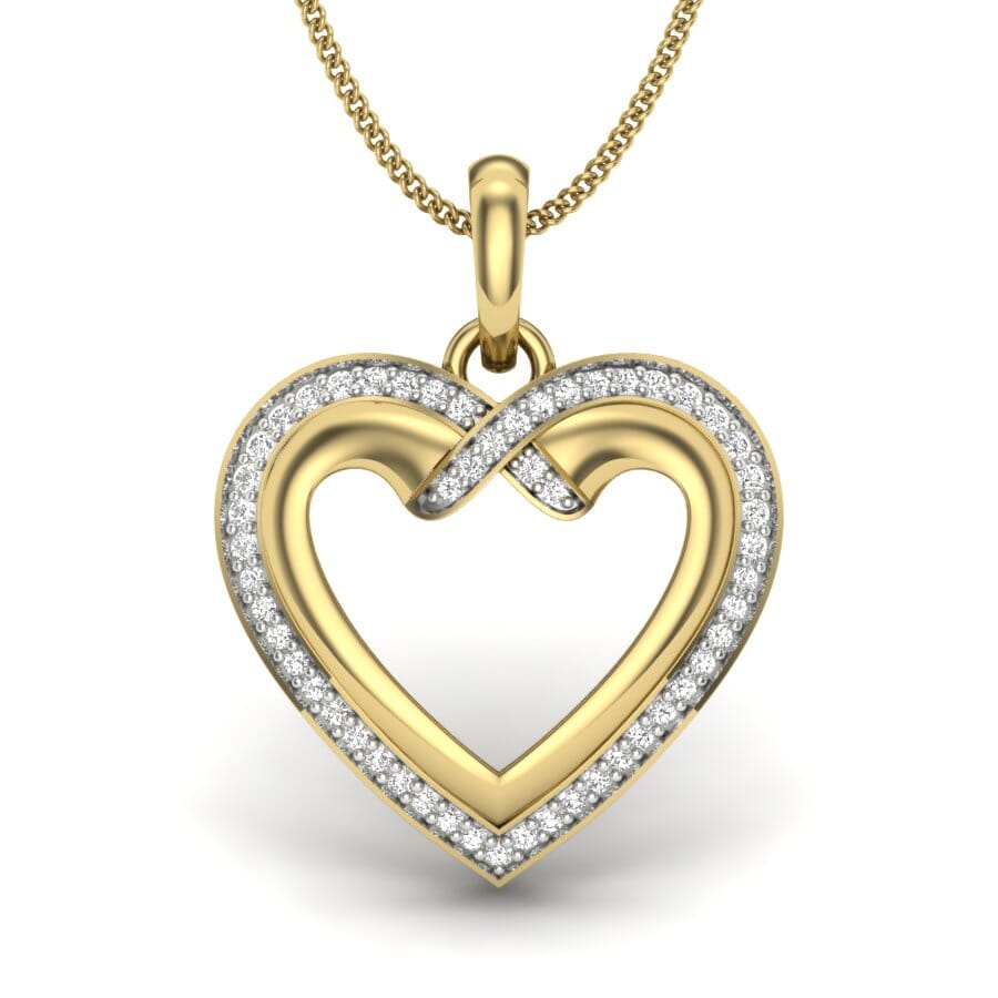 18KT Gold and 0.16 Carat Round Diamond Heart Pendant