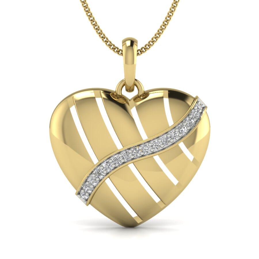 18KT Gold and 0.10 Carat Round Diamond Heart Pendant