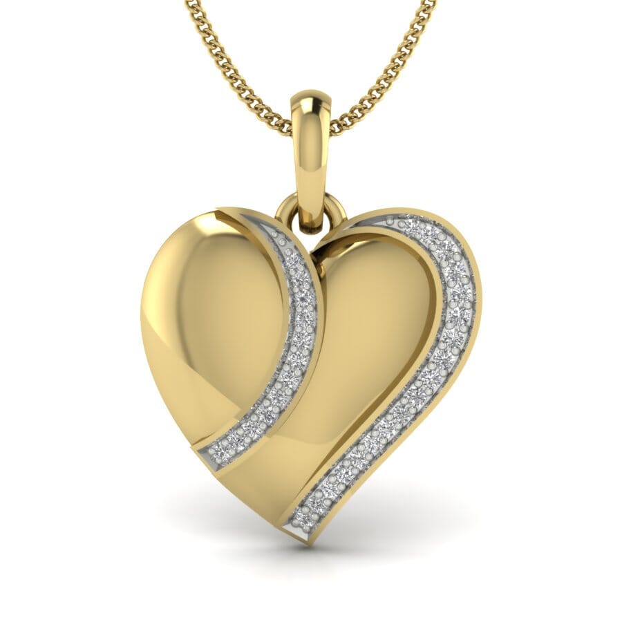 18KT Gold and 0.09 Carat Round Diamond Heart Pendant