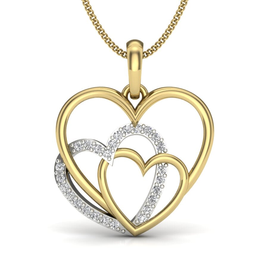 18KT Gold and 0.13 Carat Round Diamond Heart Pendant