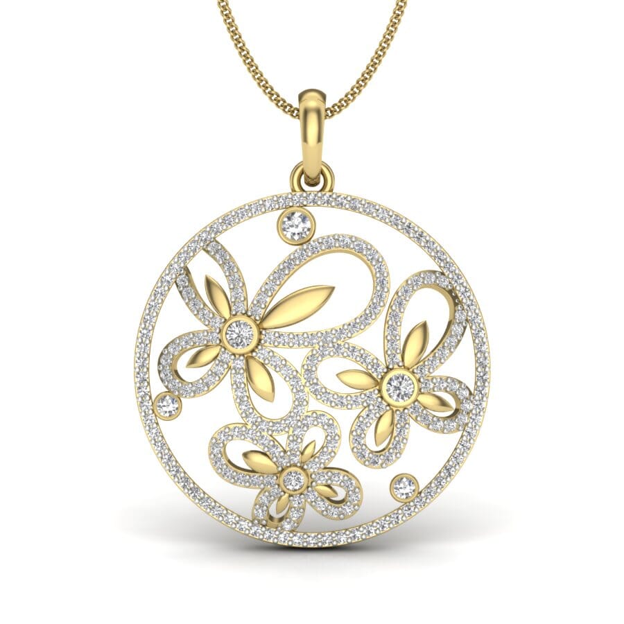 14KT Gold and 0.46 Carat Round Diamond Butterfly Pendant