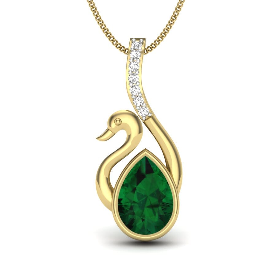 14KT Gold and 0.07 Carat Round Diamond Swan Pendant