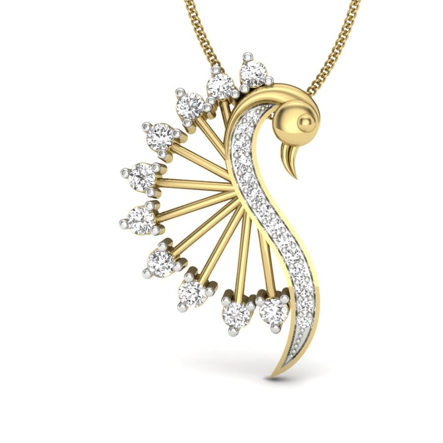 14KT Gold and 0.49 Carat Round Diamond Swan Pendant