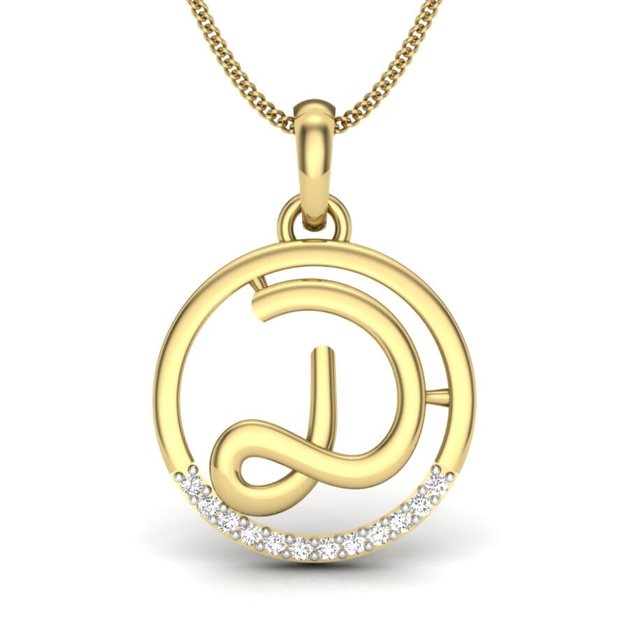 D -14KT Gold and 0.06 Carat F Color VS Clarity Initial Pendant