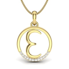 E -14KT Gold and 0.06 Carat F Color VS Clarity Initial Pendant