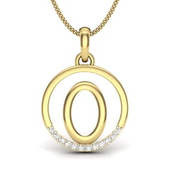 O -14KT Gold and 0.06 Carat F Color VS Clarity Initial Pendant