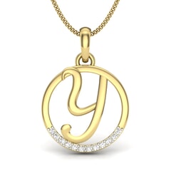 Y -14KT Gold and 0.06 Carat F Color VS Clarity Initial Pendant