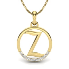 Z -14KT Gold and 0.06 Carat F Color VS Clarity Initial Pendant