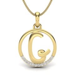 G -14KT Gold and 0.06 Carat F Color VS Clarity Initial Pendant