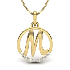 M -14KT Gold and 0.06 Carat F Color VS Clarity Initial Pendant