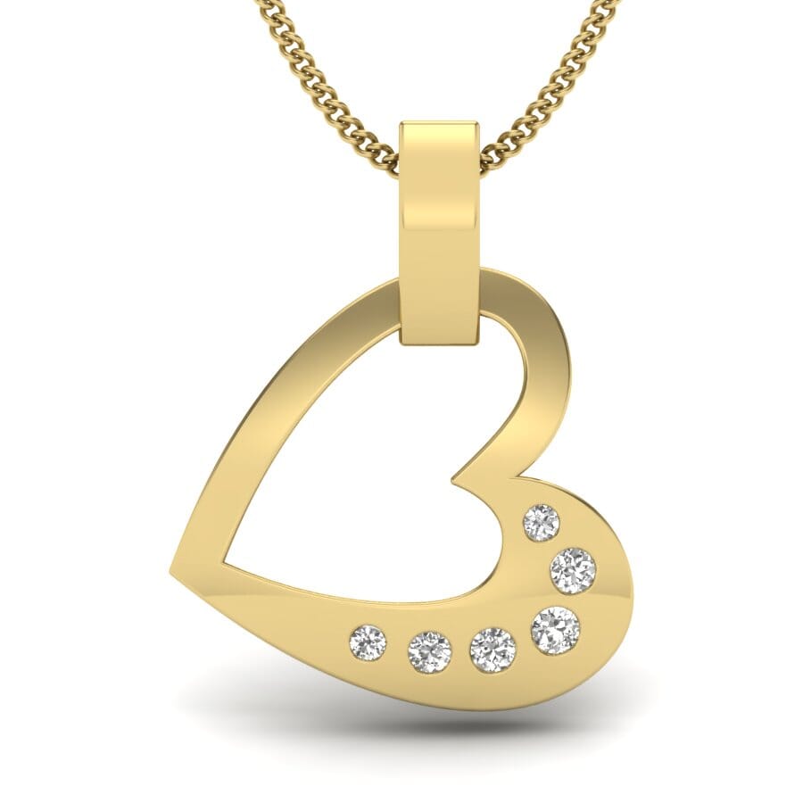 18KT Gold and 0.07 Carat Round Diamond Heart Pendant