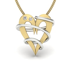 18KT Gold and 0.03 Carat Round Diamond Heart Pendant