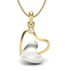 18KT Gold and 0.03 Carat Round Diamond Heart Pendant