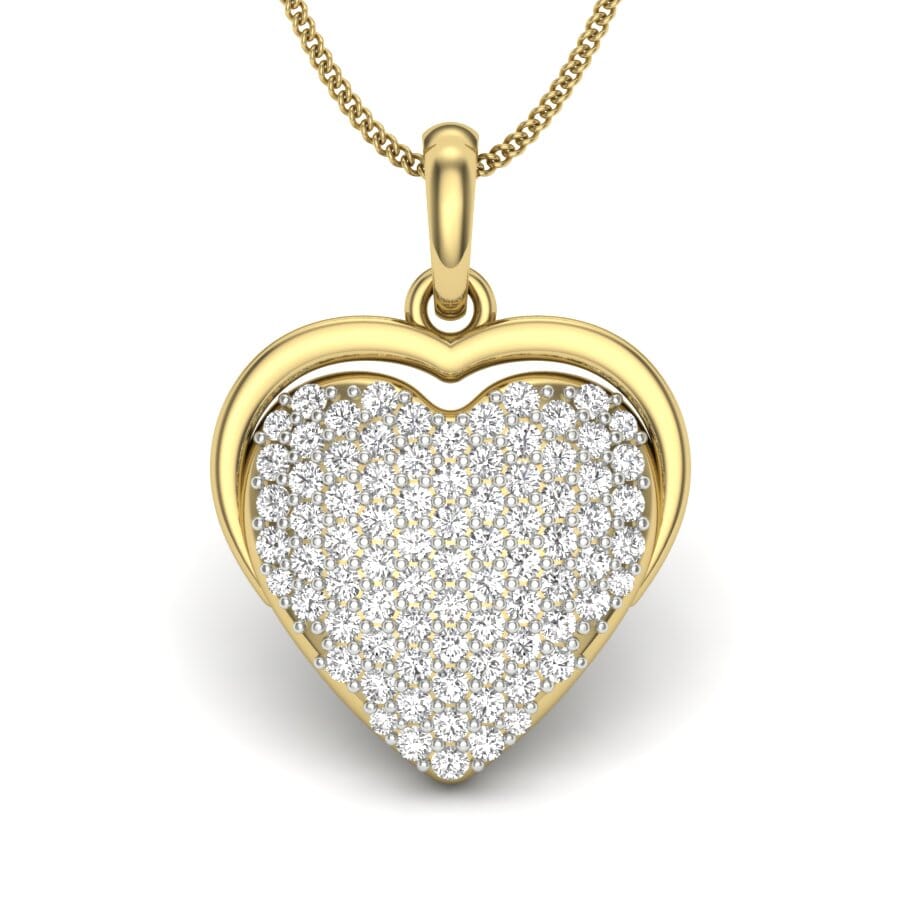 18KT Gold and 0.64 Carat Round Diamond Heart Pendant