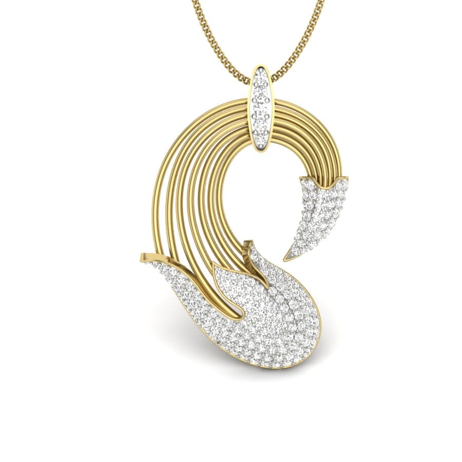 14KT Gold and 0.63 Carat Round Diamond Fish Pendant