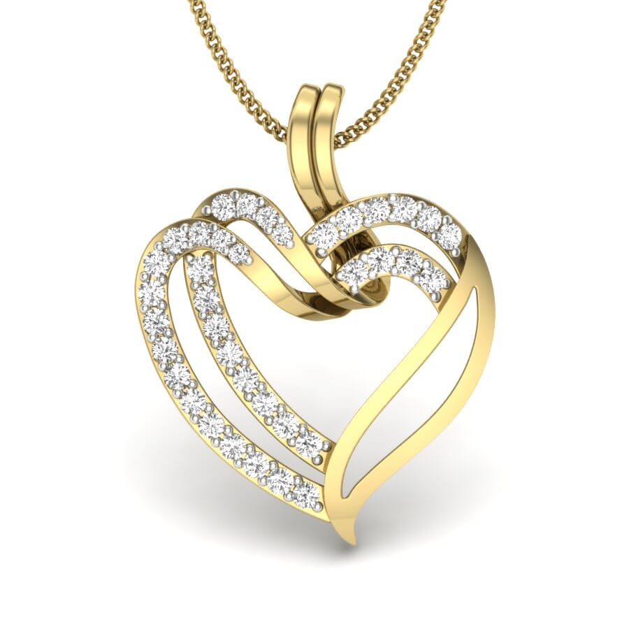 18KT Gold and 0.29 Carat Round Diamond Heart Pendant