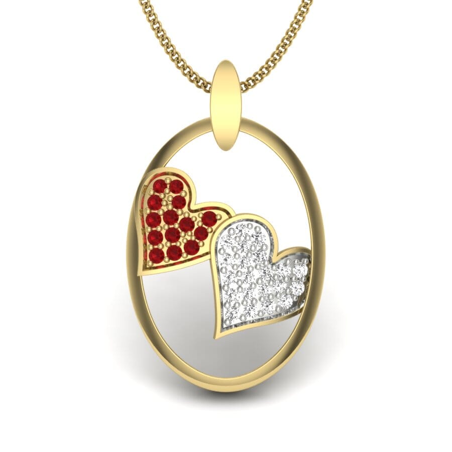 18KT Gold and 0.10 Carat Round Diamond Heart Pendant