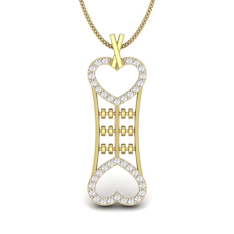 14KT Gold and 0.30 Carat Round Diamond Cute Bone Pendant