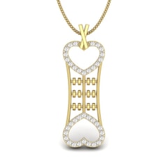 14KT Gold and 0.30 Carat Round Diamond Cute Bone Pendant