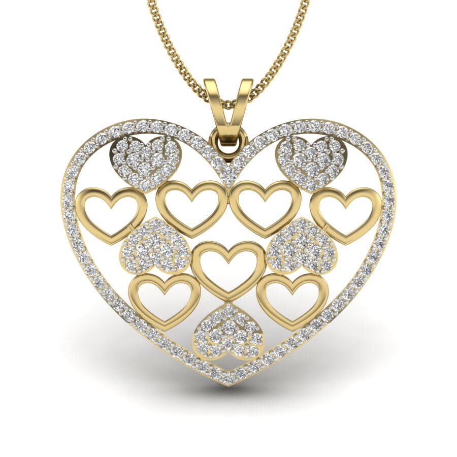 18KT Gold and 0.64 Carat Round Diamond Heart Pendant