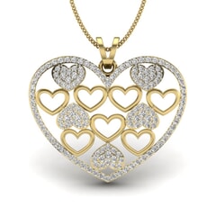 18KT Gold and 0.64 Carat Round Diamond Heart Pendant