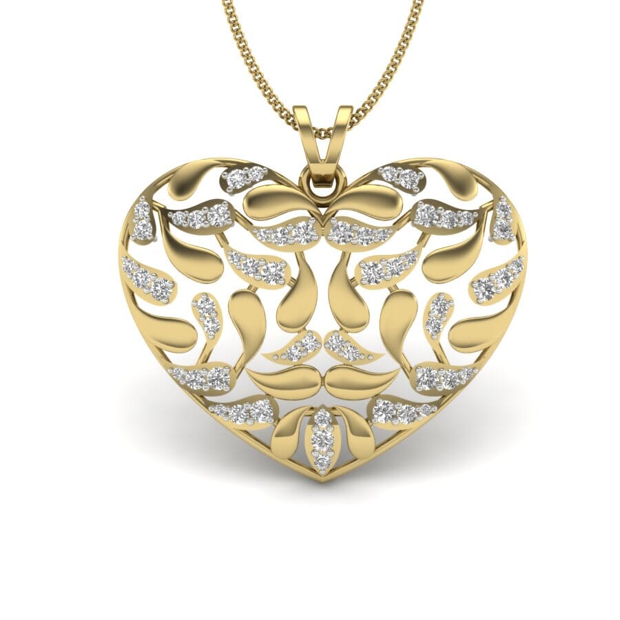 18KT Gold and 0.48 Carat Round Diamond Heart Pendant
