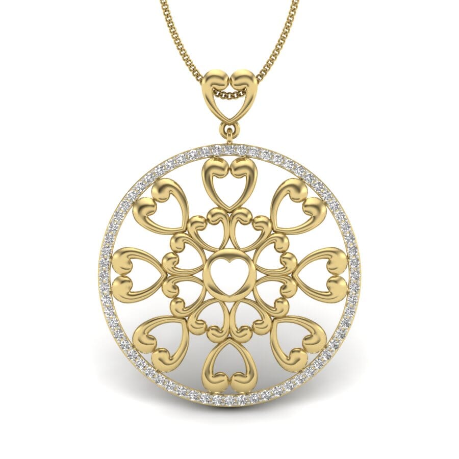 18KT Gold and 0.32 Carat Round Diamond Heart Pendant