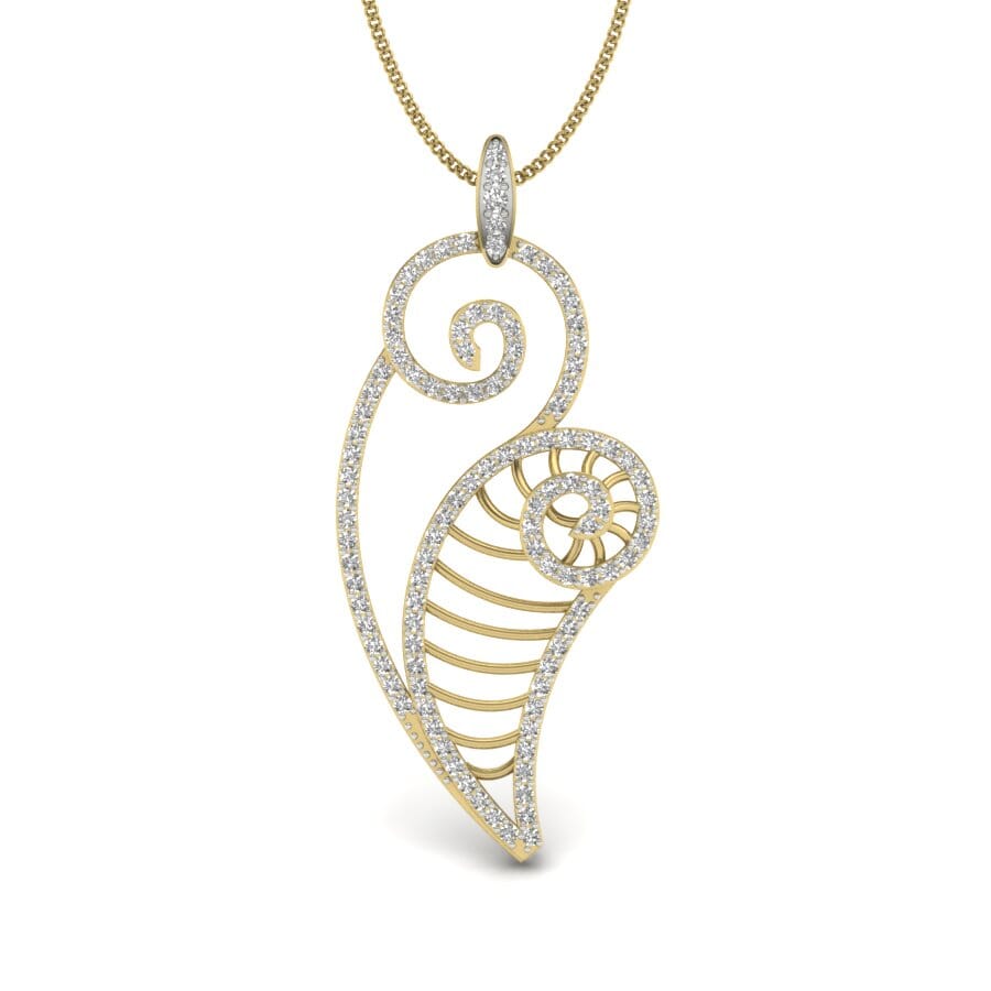 14KT Gold and 0.41 Carat Round Diamond Snail Pendant