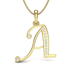 A -10K Gold and 0.08 Carat F Color VS Clarity Initial Pendant