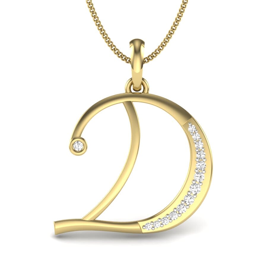 D -10K Gold and 0.10 Carat F Color VS Clarity Initial Pendant