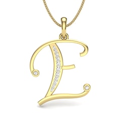 E -10K Gold and 0.10 Carat F Color VS Clarity Initial Pendant