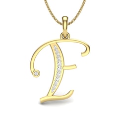 F -10K Gold and 0.09 Carat F Color VS Clarity Initial Pendant