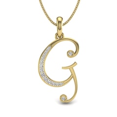 G -10K Gold and 0.10 Carat F Color VS Clarity Initial Pendant