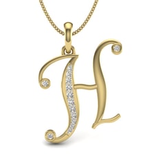 H -10K Gold and 0.10 Carat F Color VS Clarity Initial Pendant
