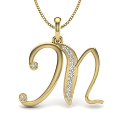 M -10K Gold and 0.10 Carat F Color VS Clarity Initial Pendant