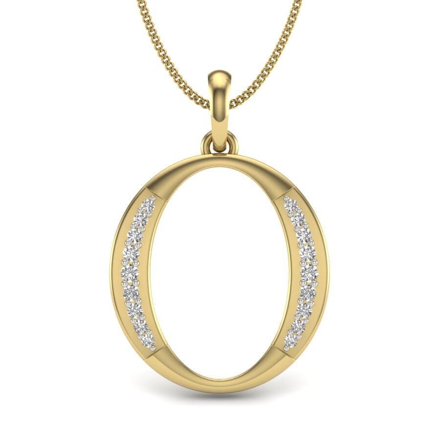 O -10K Gold and 0.15 Carat F Color VS Clarity Initial Pendant