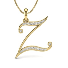 Z -10K Gold and 0.14 Carat F Color VS Clarity Initial Pendant