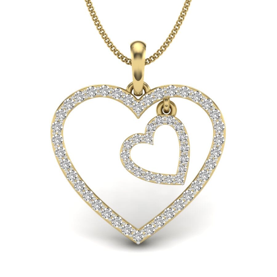 18KT Gold and 0.50 Carat Round Diamond Heart Pendant