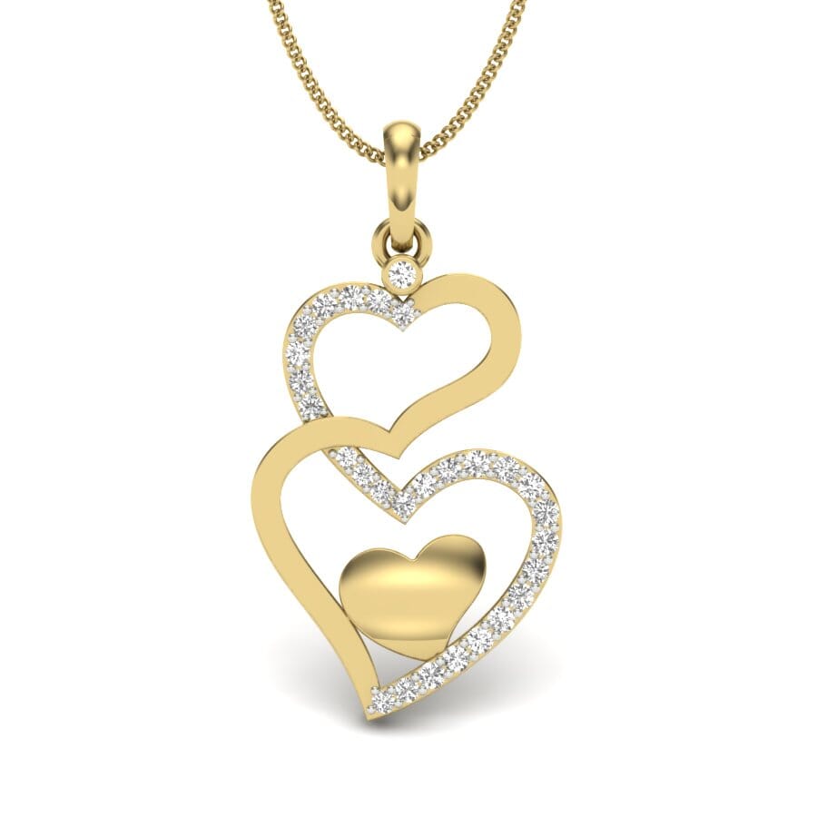 18KT Gold and 0.25 Carat Round Diamond Heart Pendant