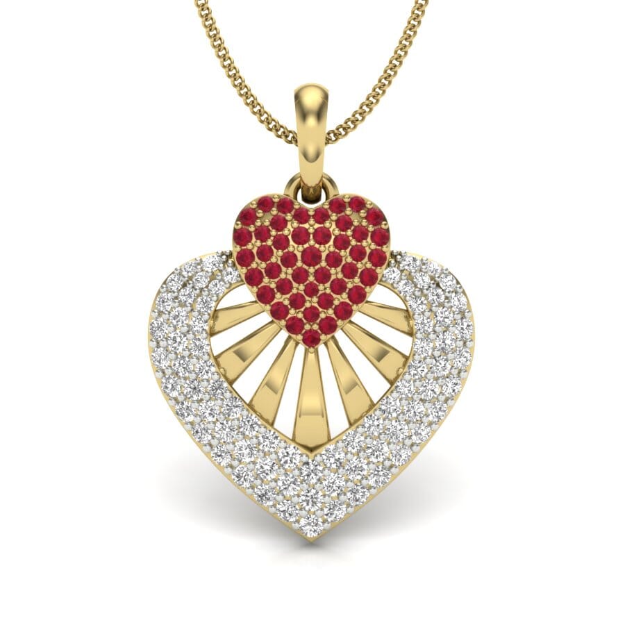 18KT Gold and 0.56 Carat Round Diamond Heart Pendant