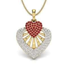 18KT Gold and 0.56 Carat Round Diamond Heart Pendant