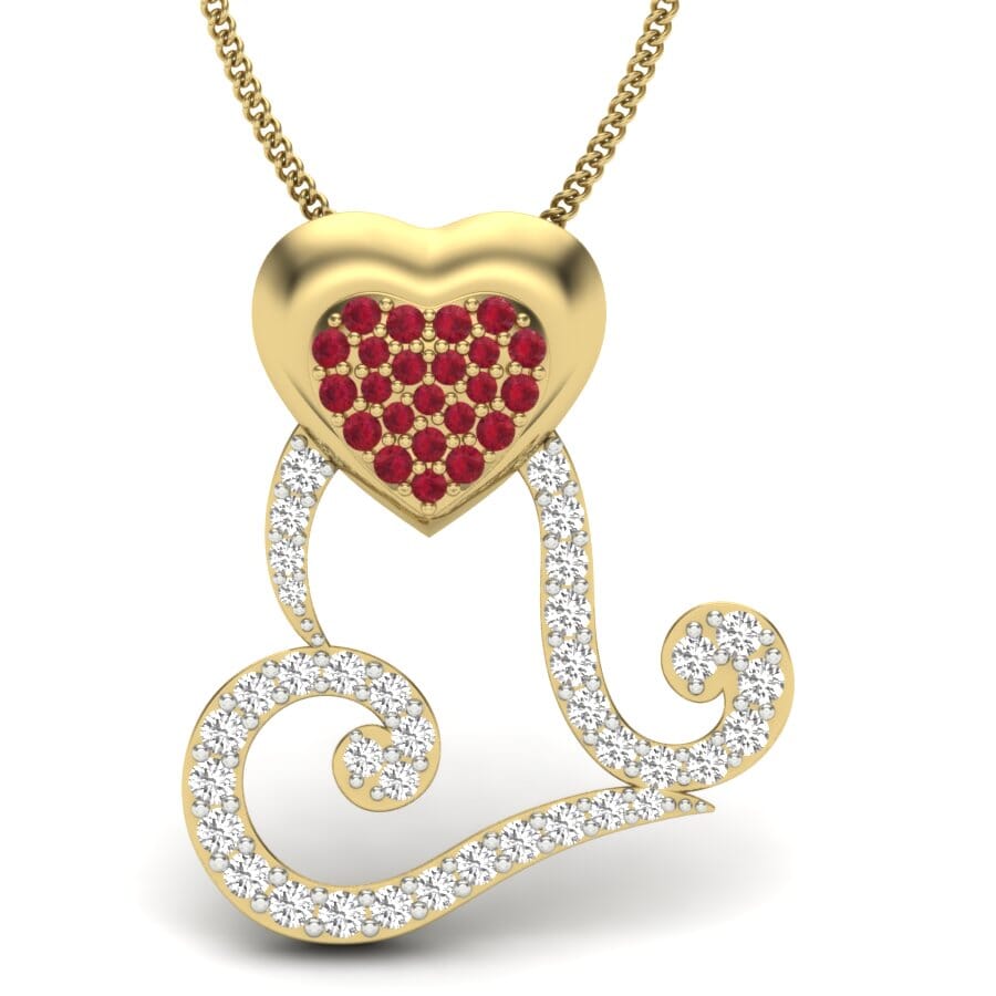 18KT Gold and 0.25 Carat Round Diamond Heart Pendant