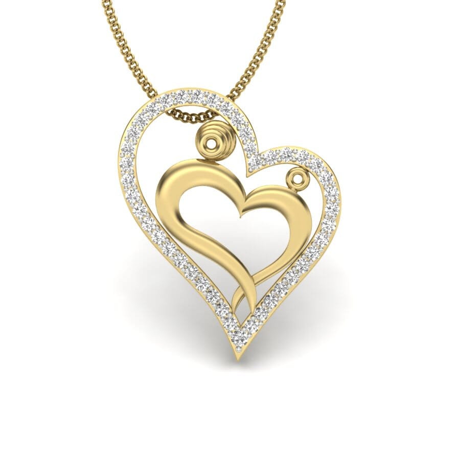 18KT Gold and 0.22 Carat Round Diamond Heart Pendant
