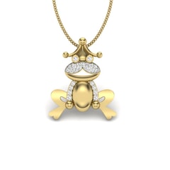 14KT Gold and 0.11 Carat Round Diamond Frog Pendant