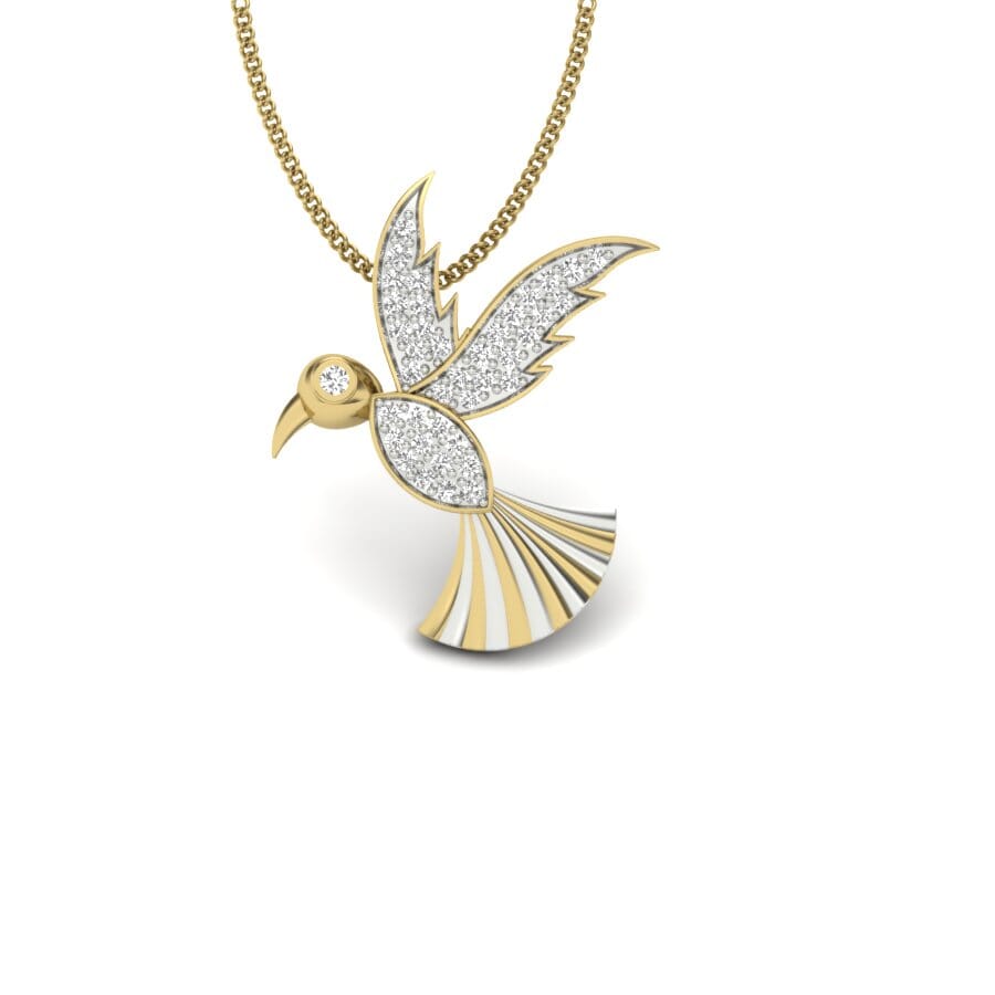 14KT Gold and 0.13 Carat Round Diamond Bird Pendant