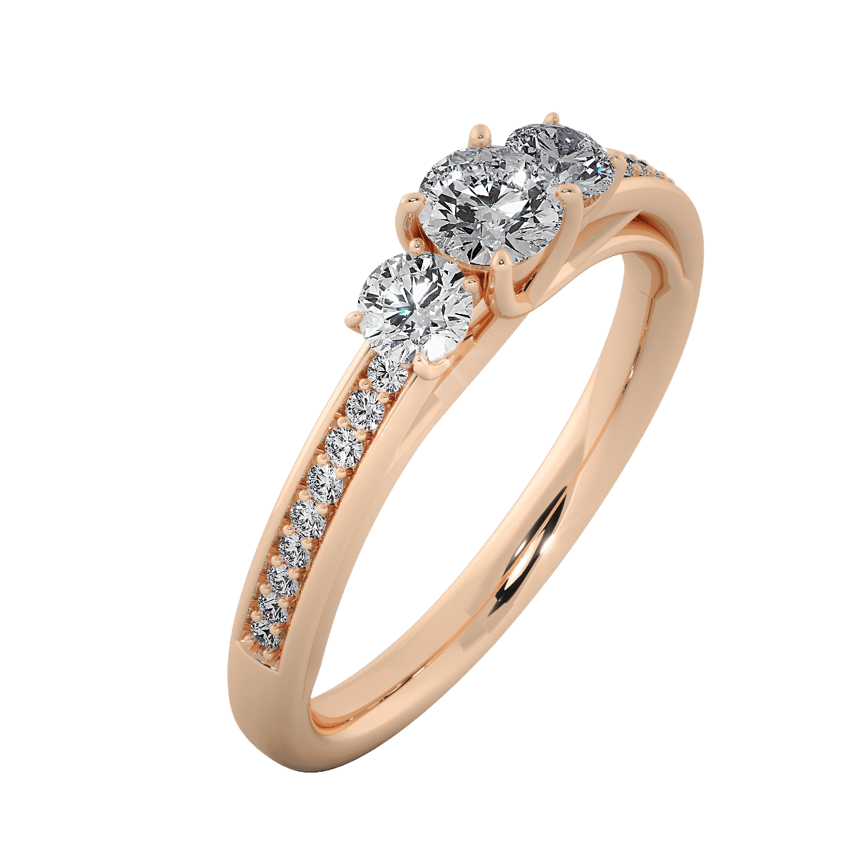 18KT Gold Ring with 0.25 Carat D Color VVS1 Center Diamond and Side Stone 0.25 Carat