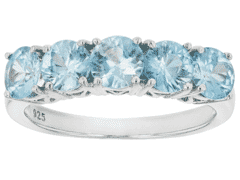 1.95 Ctw Natural Blue Cambodian Zircon Rhodium Over Sterling Silver Ring